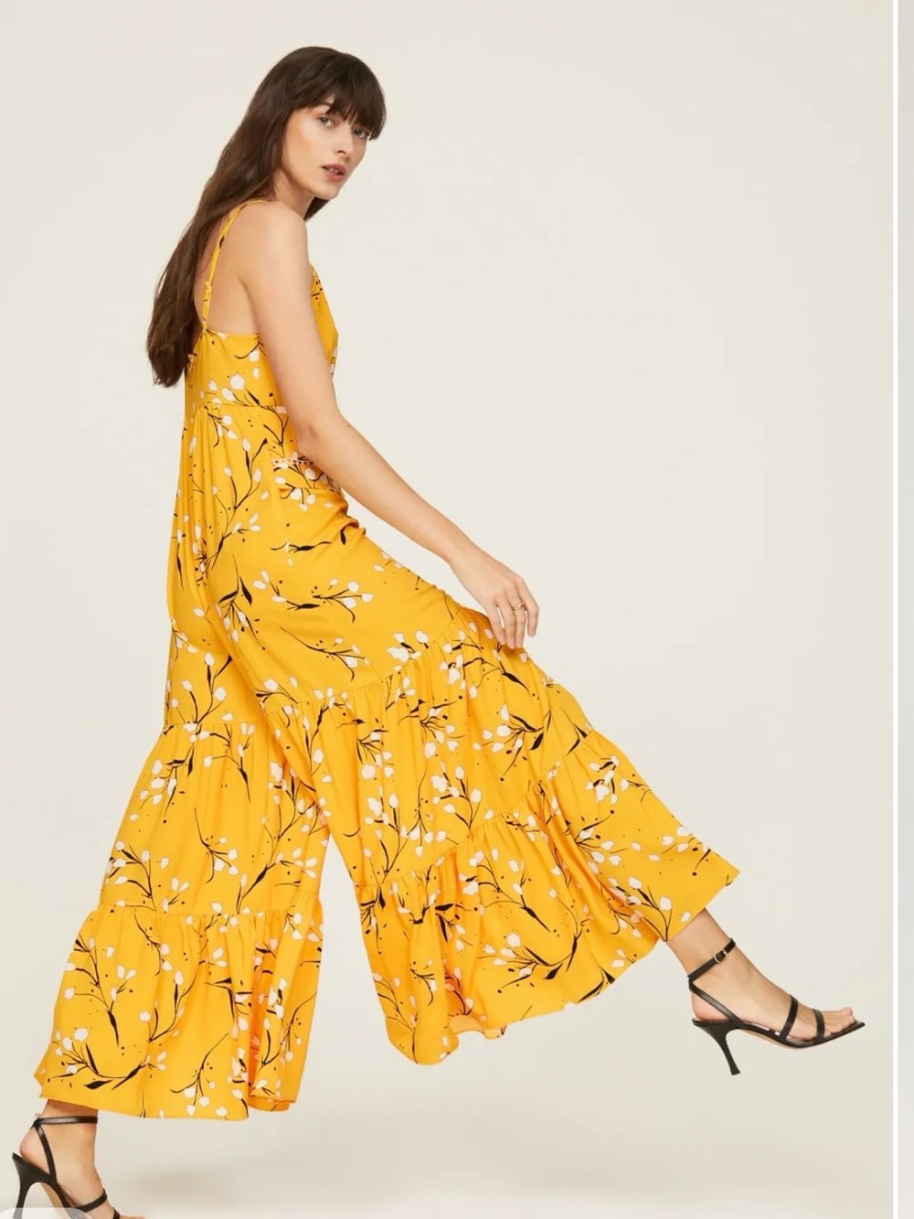 Thakoon Mustard Yellow Floral Wide-Leg Jumpsuit